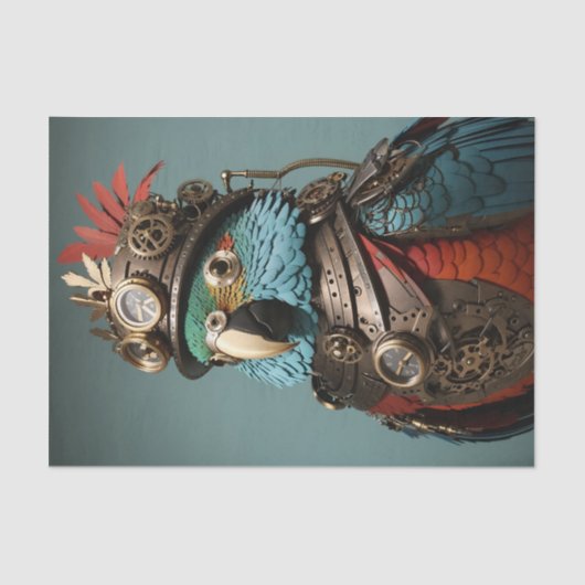 Unieke  Blue Steampunk Parrot Tissuepapier (Voorkant)