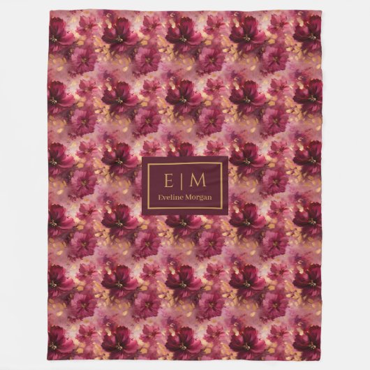 Unieke Blush Bourgogne Gouden Waterverf Custom Thr Fleece Deken (Voorkant)