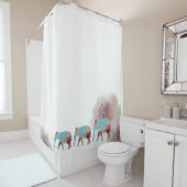 Unieke boho Chic Floral & Elephant Shower Curtain Douchegordijn (In situ)