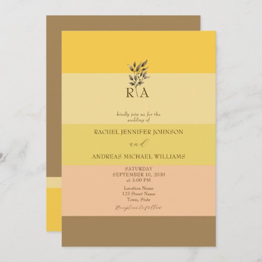 Unieke Boho Fall bruiloft uitnodiging (Voorkant / Achterkant)