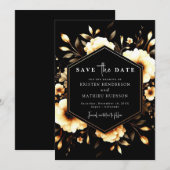 Unieke Boho Gold en Black Wedding Save The Date (Voorkant / Achterkant)