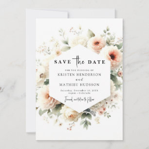 Unieke Boho Peach bruiloft Save The Date