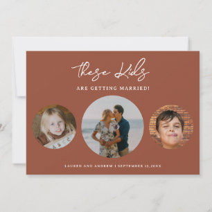 Unieke Boho Terracotta Kinder Foto Weddenschap Save The Date