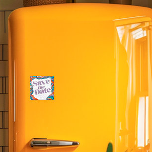 Unieke Bold Boho Groovy Retro Paarse Kleurrijke Wa Magneet