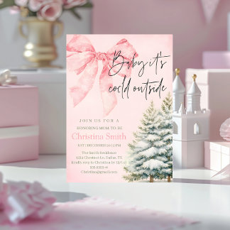 Unieke Boog Meisjes Baby Shower in de Winter Kaart