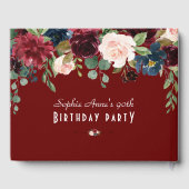 Unieke bordeauxrood marineblauwe bloemige bruiloft gastenboek (Achterkant)