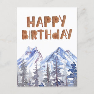Unieke bos winter bos "Happy Birthday" Briefkaart