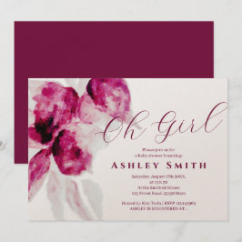 Unieke Bourgogne Waterverf Floral Baby Girl Shower Kaart