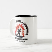 Unieke brandweerman of brandweer koffie superkrach tweekleurige koffiemok (Voorkant links)