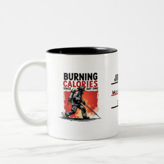 Unieke brandweerman, zwart en rood leuk tweekleurige koffiemok