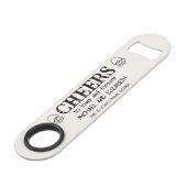 Unieke bruiloft Opslaan Datum Cheers Biertjes Speed Flessenopener (Voorkant Gekanteld)