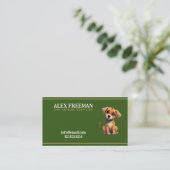Unieke Bruine en Groene Puppy Dog Sitting Visitekaartje (Staand voorkant)