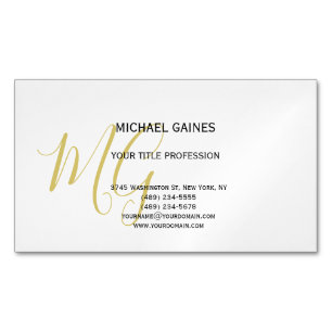 Unieke Calligrafie Gold Color Monogram White Magnetisch Visitekaartje