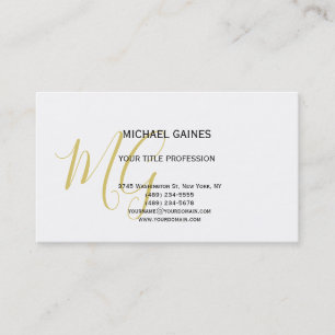 Unieke Calligrafie Gold Color Monogram White Visitekaartje
