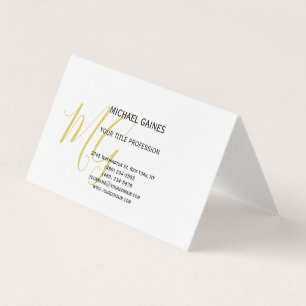 Unieke Calligrafie Gold Color Monogram White Visitekaartjes