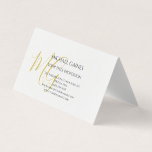 Unieke Calligrafie Gold Color Monogram White Visitekaartjes