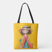 Unieke Canvas tas - grillig Vrouw & bloemontwerp (Achterkant)