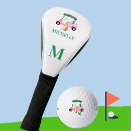 Unieke Charge Roze Groen Golf Cart Monogram Golfheadcover