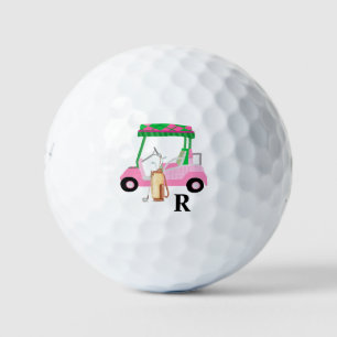 Unieke Charming Golf Cart met Clubs Monogram Golfballen