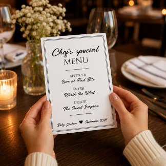 Unieke chef's speciale menu zwangerschapsaankondig