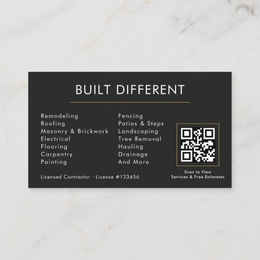 Unieke constructie Moderne Zwart Goud QR Code Visitekaartje (Achterkant)