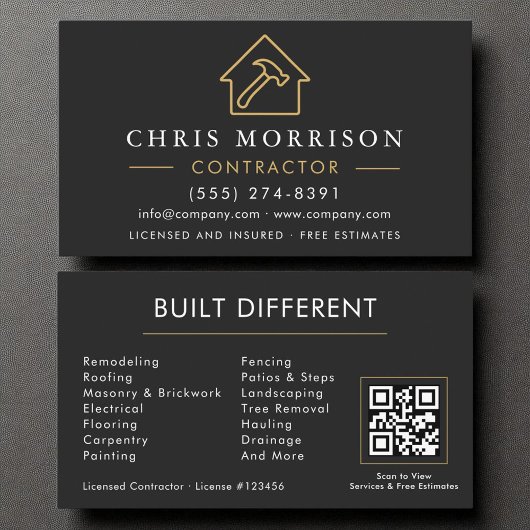 Unieke constructie Moderne Zwart Goud QR Code Visitekaartje