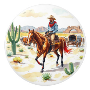 Unieke Cowboy Art keramische knop