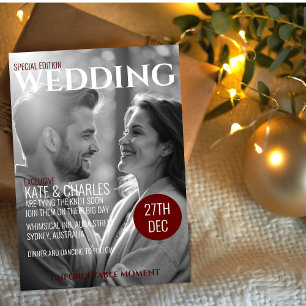 Unieke Custom Magazine Stijl Bruiloft uitnodiging