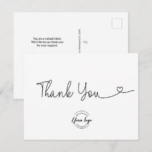 Unieke Dankjewel Hart script Zakelijk logo Briefkaart