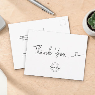Unieke Dankjewel Hart script Zakelijk logo Briefkaart