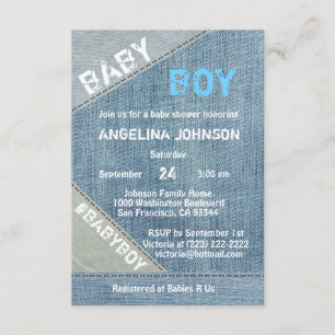 UNIEKE Denim Jeans Boy Baby Douche Uitnodigingen