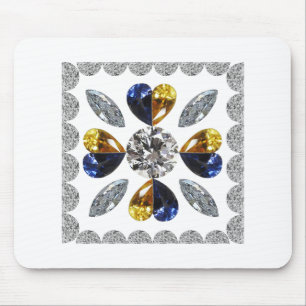 Unieke Diamond Art, Geel Blauw in het hart Muismat