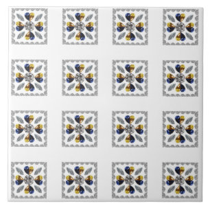 Unieke Diamond Art, Geel Blauw in het hart Tegeltje