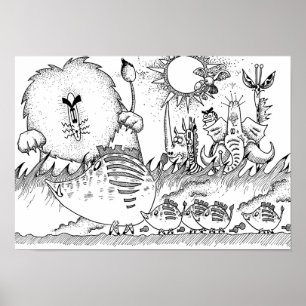 Unieke dieren van de savanne. poster