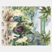 Unieke Dinosaur Blanket Gepersonaliseerde Naam voo Fleece Deken (Voorkant (Horizontaal))