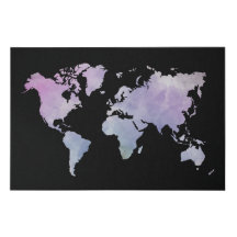 Unieke donkere aquarel wereldkaart home office dec