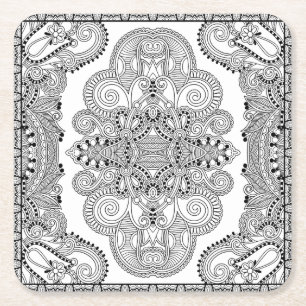 Unieke doodle vierkante kartonnen onderzetter