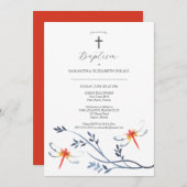 Unieke doop uitnodigingen rode libel (Voorkant / Achterkant)