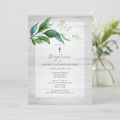 Unieke doop uitnodigingen rustiek groen (Staand voorkant)