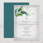 Unieke doop uitnodigingen rustiek groen (Voorkant / Achterkant)