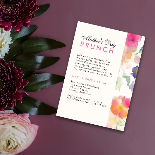 Unieke Eenvoudige Bloemen Groen Moederdag BRUNCH Kaart