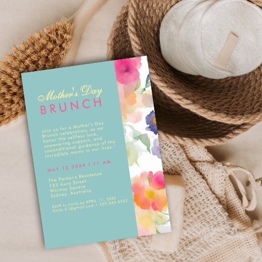Unieke Eenvoudige Bloemen Groen Moederdag BRUNCH Kaart