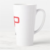 Unieke Eigen Naam Zwart Wit Trendy Rood Monogram Latte Mok (Rechts)