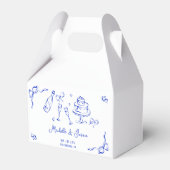 Unieke eigenzinnige hand getekend blauw Frans boog Bedankdoosjes (Voorkant Zijde)