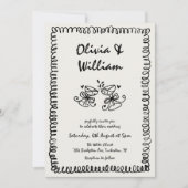 Unieke eigenzinnige hand getrokken retro bruiloft kaart (Voorkant)