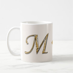 Unieke Elegant Gold Silver Letter M Monogram Koffiemok