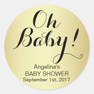 Unieke Elegant OH BABY! Goud Baby shower Ronde Sticker