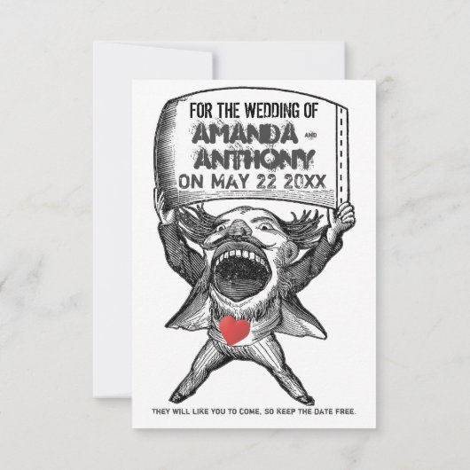 Unieke en grappige save the date kaart (Achterkant)