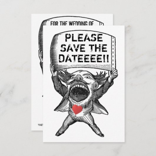 Unieke en grappige save the date kaart (Voorkant / Achterkant)