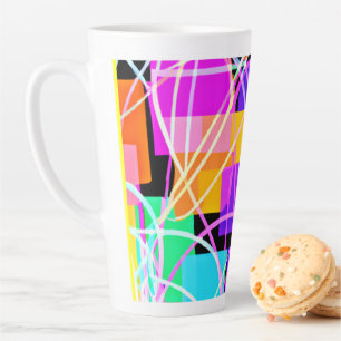 Unieke en kleurrijke neonpatronen Kunst Latte Mok